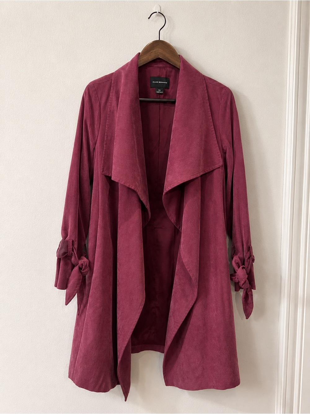 Club Monaco Raspberry Draped Trench Coat S